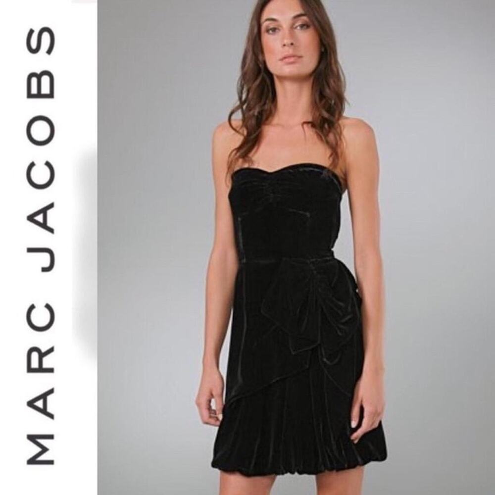 NEW Marc by Marc Jacobs Velvet Dress Womens 8 Black Sweetheart Silk Cocktail